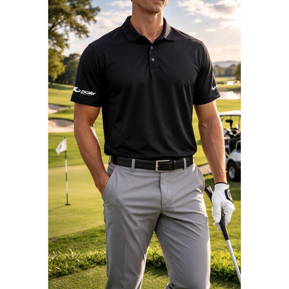 Nike Golf Dri-FIT Polo Shirt XL Black Zscaler Logo Swoosh Mens